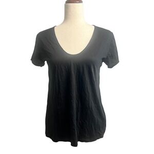 Helmut Lang Cotton/Cashmere Rolled Neck & Sleeves XS Black Tee